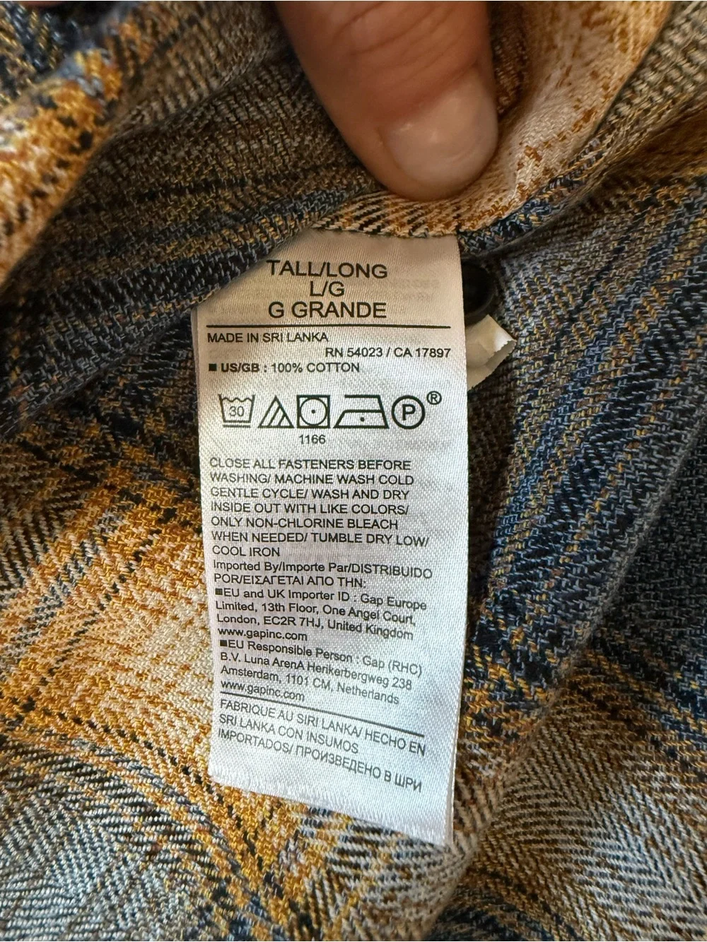 NWT Banana Republic Men’s Plaid Flannel Shirt, Size Large Tall
